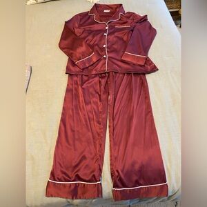 Maroon Satin Pajamas